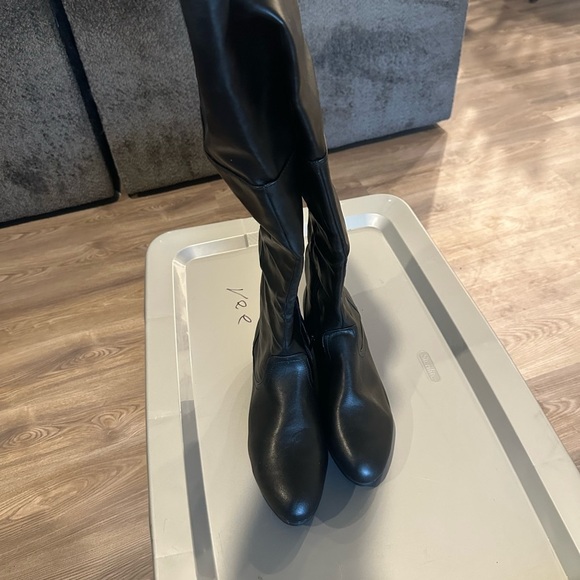 Avenue Black Knee-High Boots with Buckle 12W - Picture 6 of 8